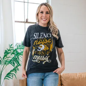 Silence the Noise Distressed Black Tee