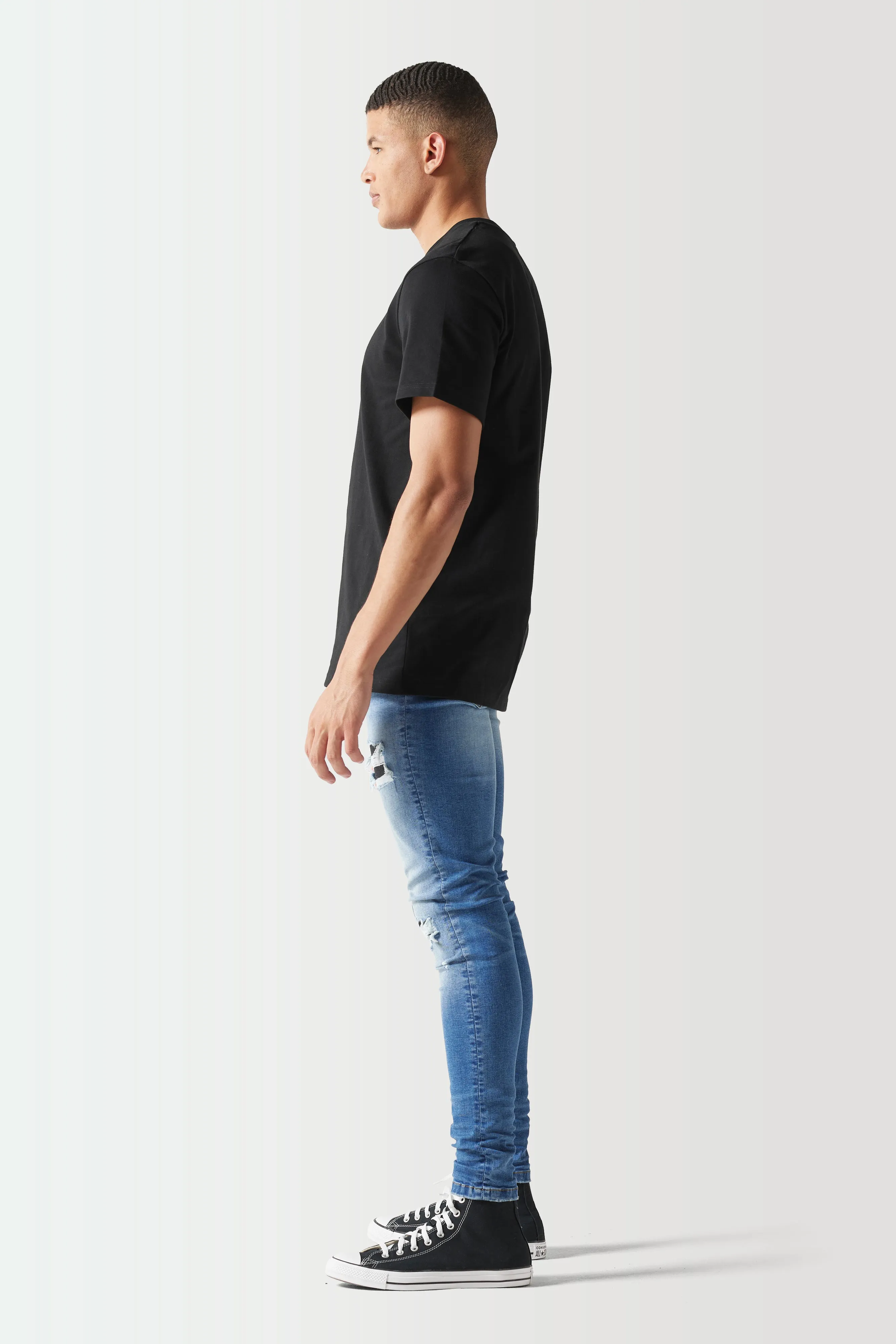 Skinny Sustainable Distressed Jeans - Mid Wash