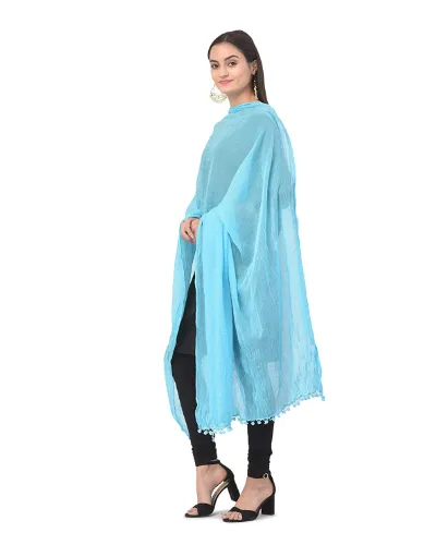 Sky Blue Chiffon Lehariya Dupatta for Women