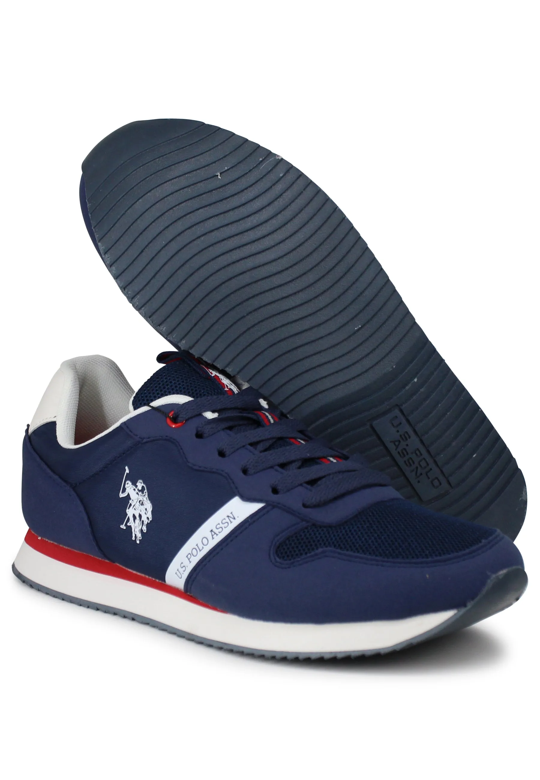 Sneakers uomo in tessuto tecnico blu con suola running