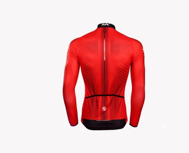 Solid Red Men Long Sleeve Cycling Jersey