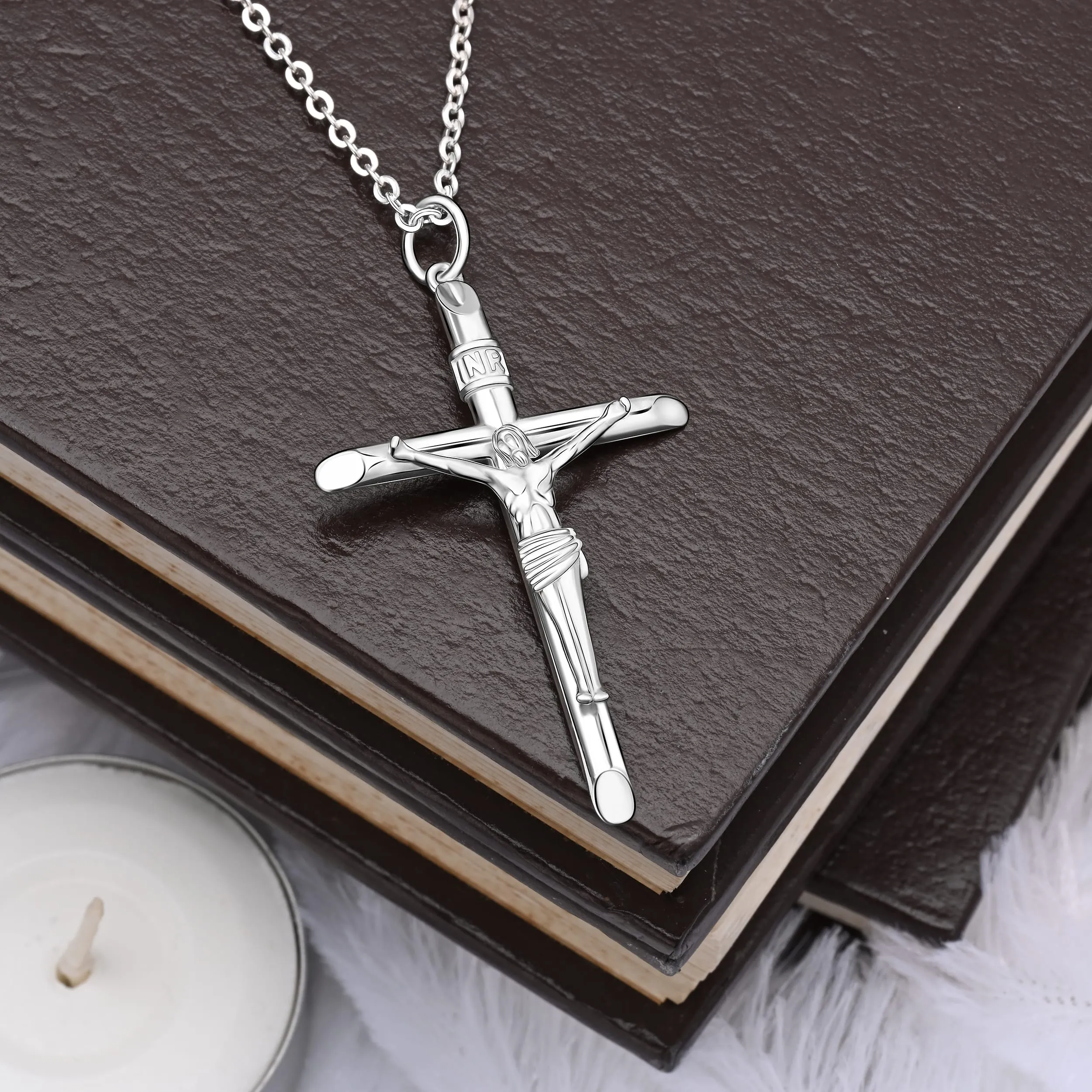 Sterling Silver Crucifix Necklace for Women Men