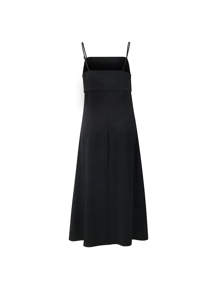 Triacetate Spaghetti Strap Women Midi Dress