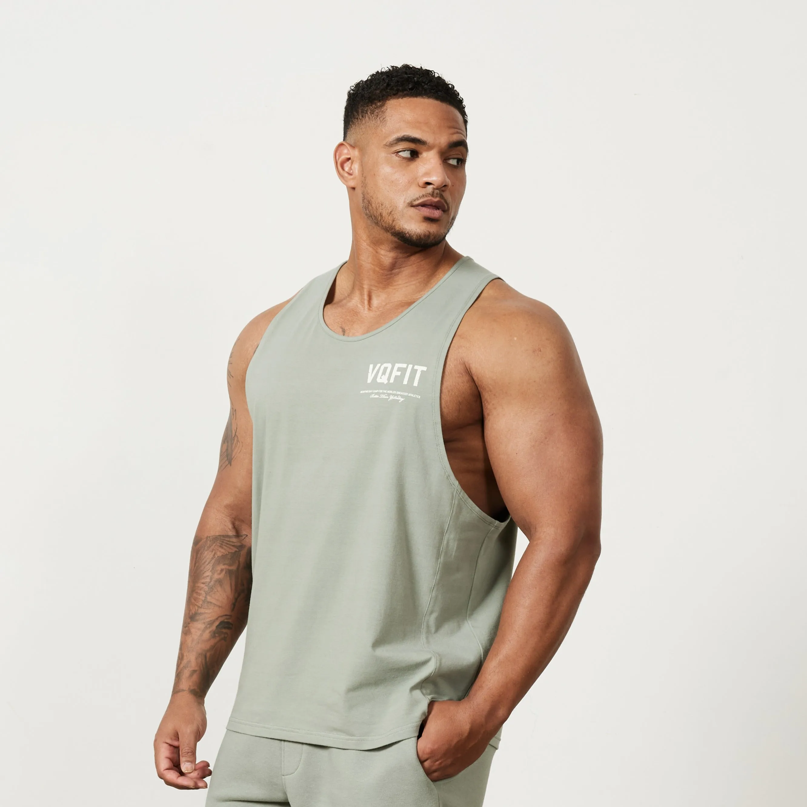 Vanquish VQFIT Distressed Print Desert Sage Tank