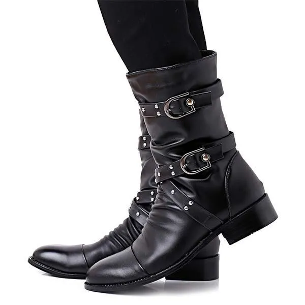 Women's Buckle Strap Block Heel Ankle Boots 60265231C