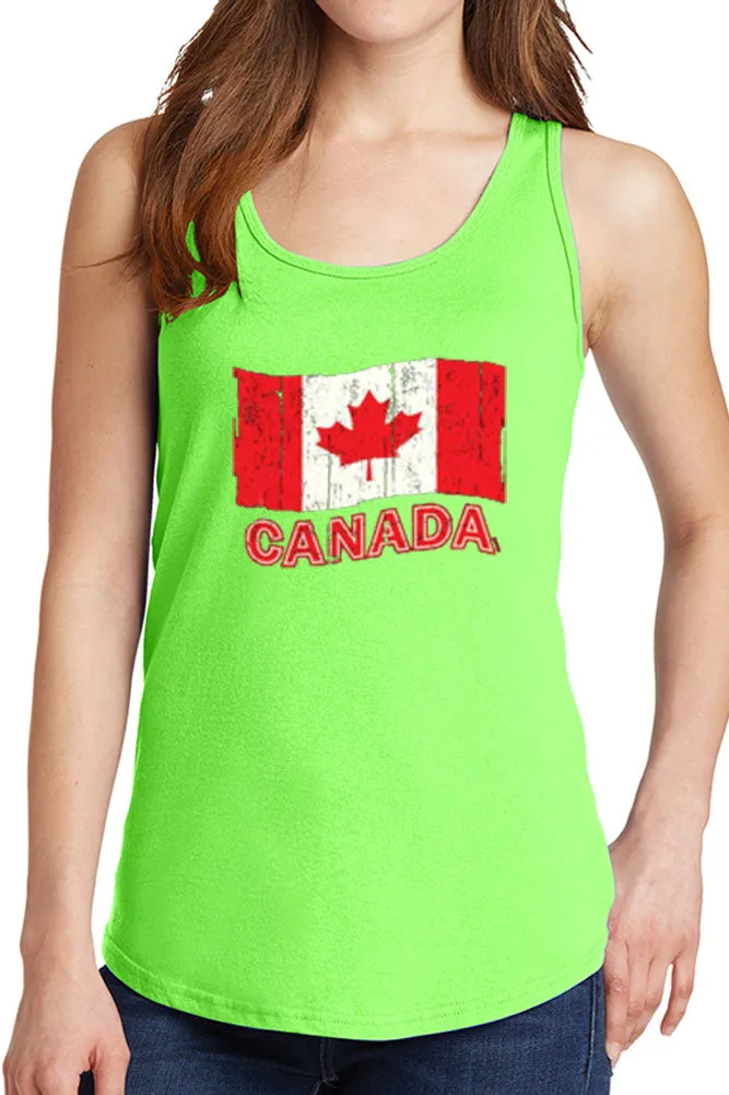 Women's Canadian Flag Red and White Core Cotton Tank Tops -XS~4XL