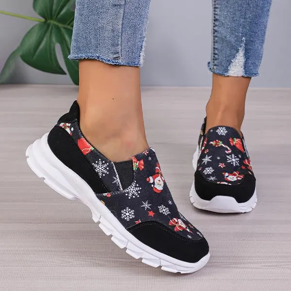 Women's Casual Christmas Print Thick Sole Sneakers 50915801S