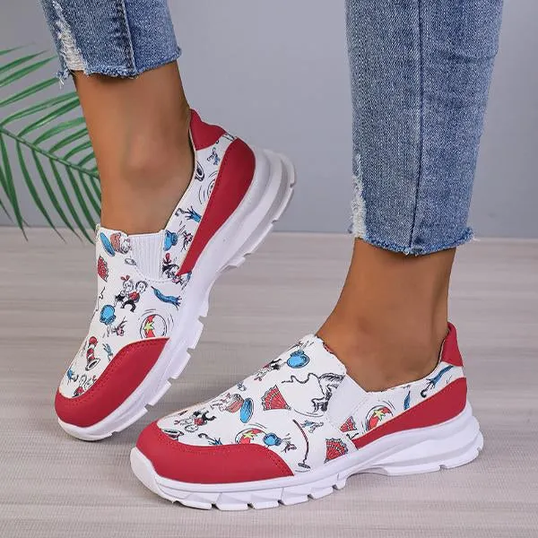 Women's Casual Christmas Print Thick Sole Sneakers 50915801S