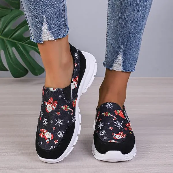 Women's Casual Christmas Print Thick Sole Sneakers 50915801S