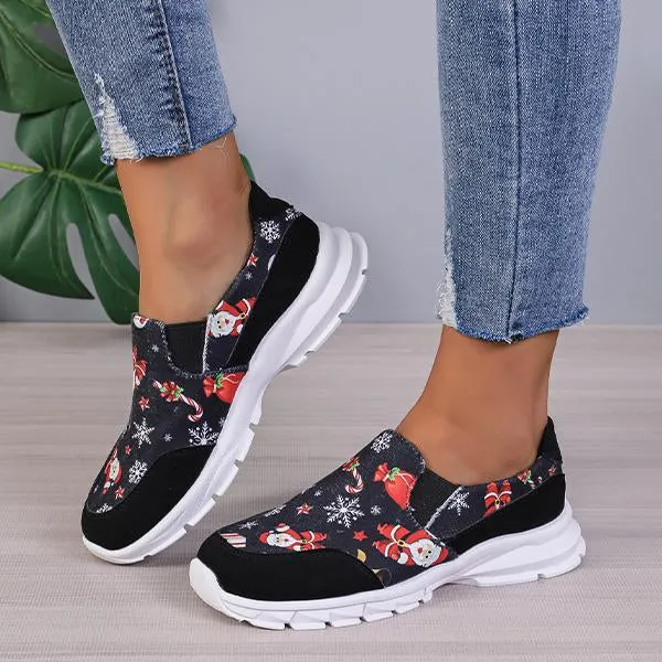 Women's Casual Christmas Print Thick Sole Sneakers 50915801S