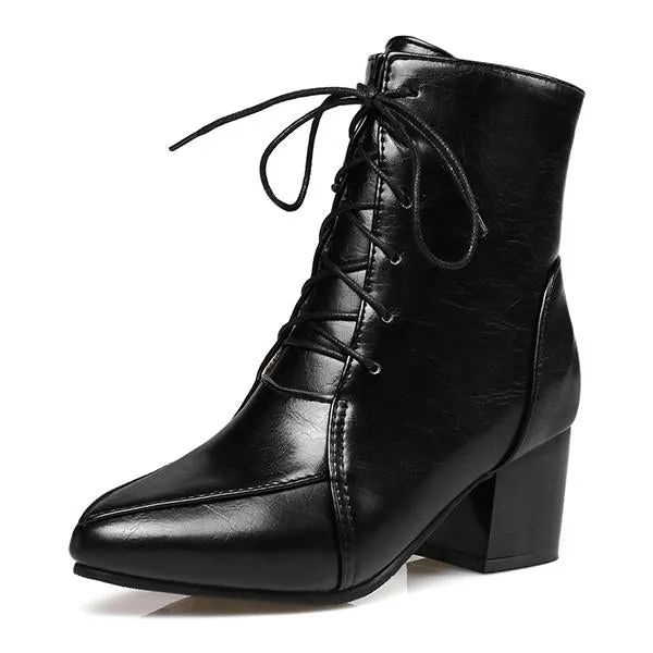 Women's Casual Lace-Up Block Heel Ankle Boots 71577112S