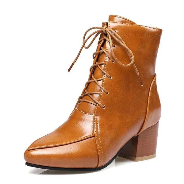 Women's Casual Lace-Up Block Heel Ankle Boots 71577112S