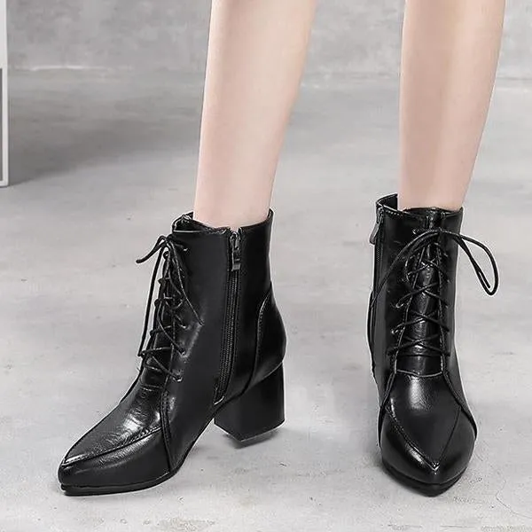 Women's Casual Lace-Up Block Heel Ankle Boots 71577112S