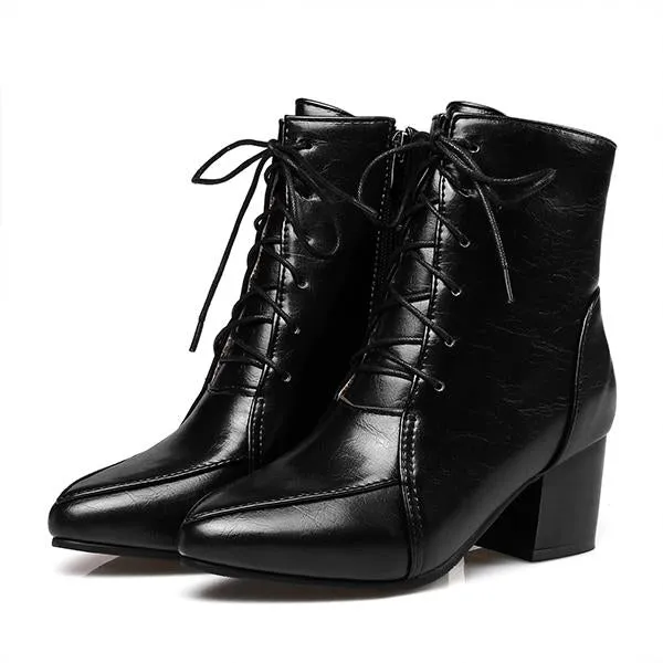 Women's Casual Lace-Up Block Heel Ankle Boots 71577112S