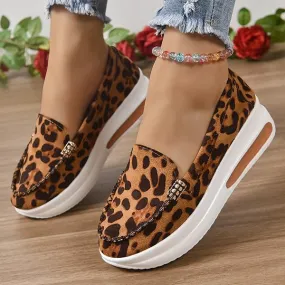 Women's Casual Leopard Print Thick-Soled Sneakers 87392705S