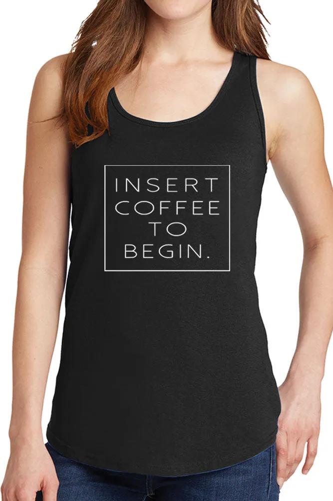 Women's Insert Coffee to Begin Core Cotton Tank Tops -XS~4XL