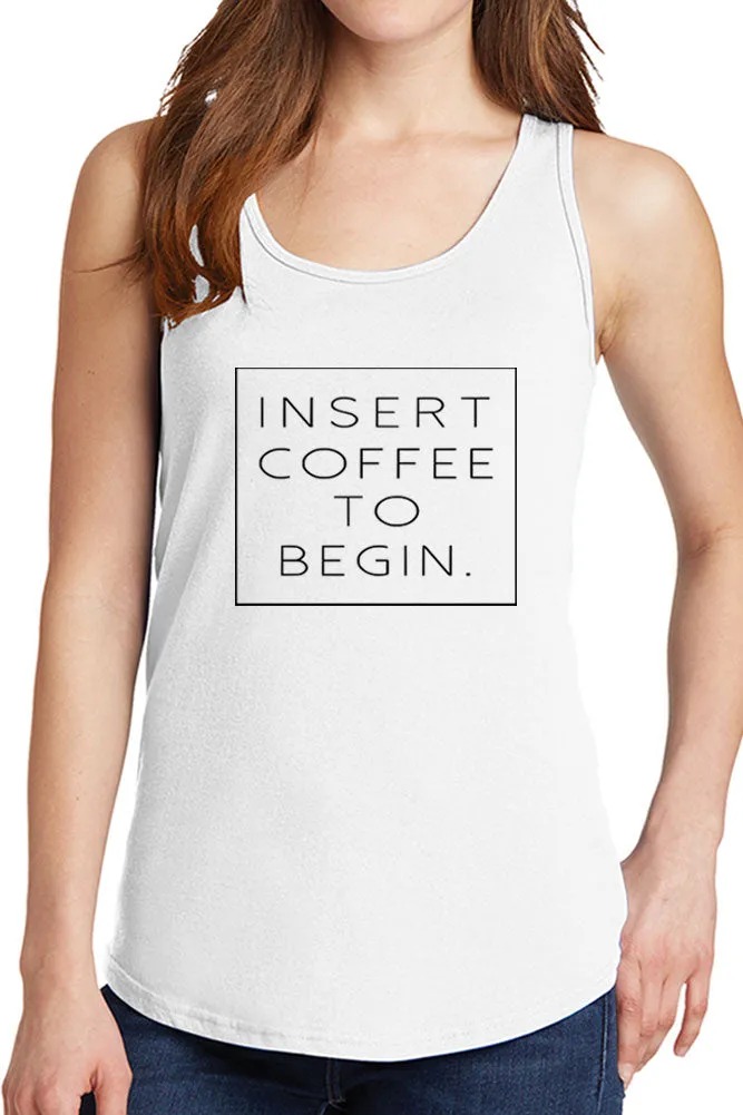 Women's Insert Coffee to Begin Core Cotton Tank Tops -XS~4XL