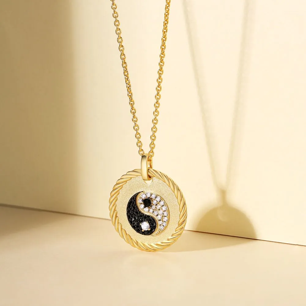 YinYang Gold Coin Pendant Necklace for Women