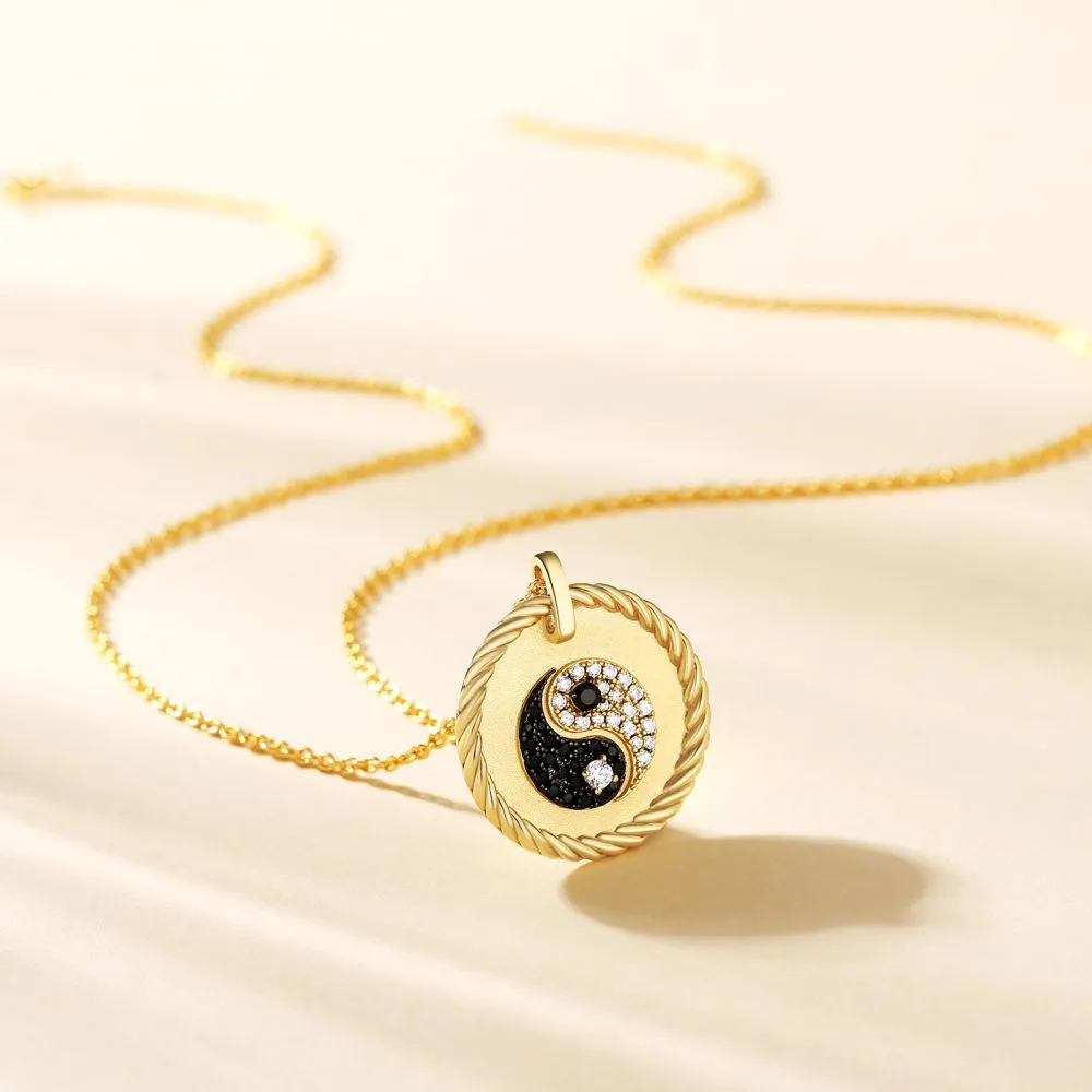 YinYang Gold Coin Pendant Necklace for Women