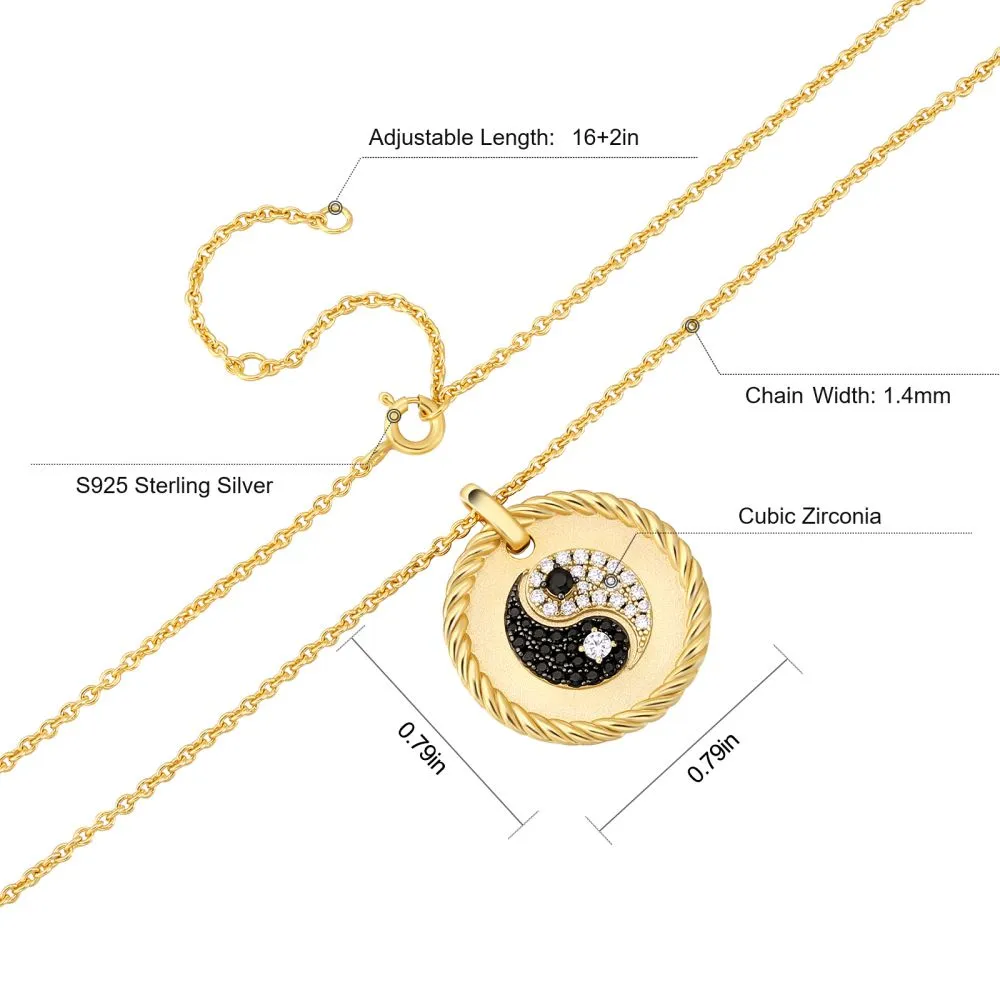 YinYang Gold Coin Pendant Necklace for Women